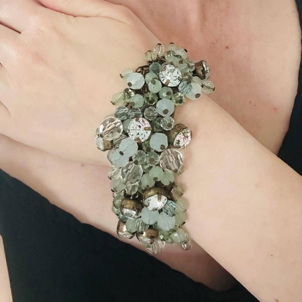 Vintage Urban Outfitters Embellished Crystal and Beaded Bracelet